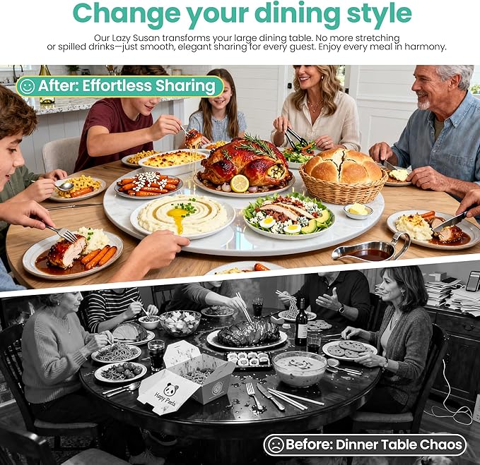 31.5" Lazy Susan Turntable – 360° Sinteredstone Silent Anti-Slip Turntable, Table Top Centerpiece for Kitchen, Pantry, Spice 