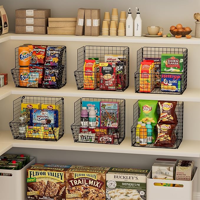 Sonyabecca Outdoor Toy Storage Basket, Play Kitchen Organizer with 5 S-Hooks,3 Tier Rolling Storage Cart Garage, Pantry Floor
