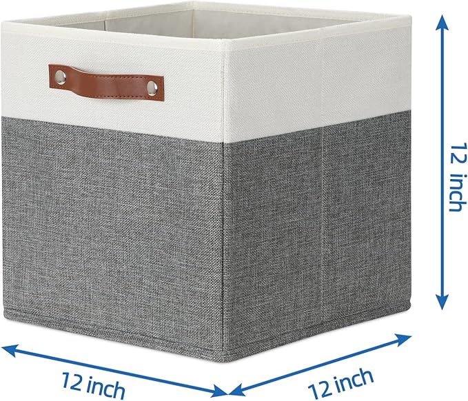 Temary Storage Cubes 12x12 Fabric Cube Storage Bins Foldable Storage Baskets with Handles, Decorative Storage Boxes for Organ