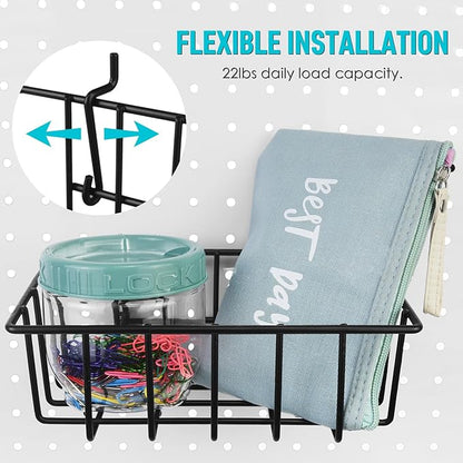 G.CORE Pegboard Bins Baskets Organizer with Peg Board Hooks Cups - 16 Pack Peg Accessories Fit 1/8" & 1/4" Pegs - Black Holde