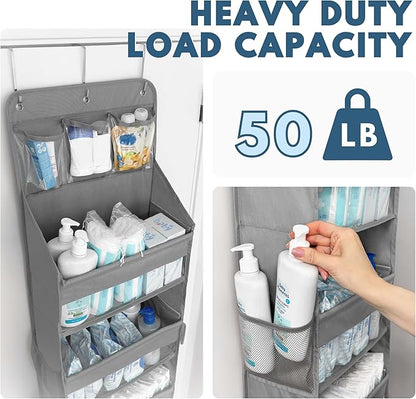 Over The Door Organizer Hanging with 5 Large & 6 Side Pockets 5 Tier Behind Door Storage 50 lbs for Closet, Nursery, Bathroom