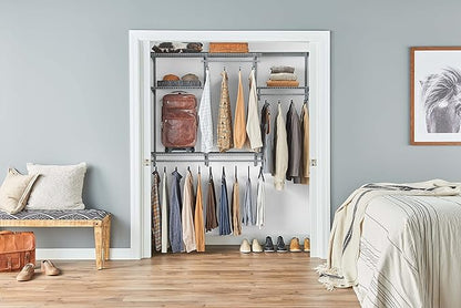 ClosetMaid ShelfTrack Wire Closet Organizer System, Adjustable from 4 to 6 Ft., with Shelves, Clothes Rods, Hardware, Durable