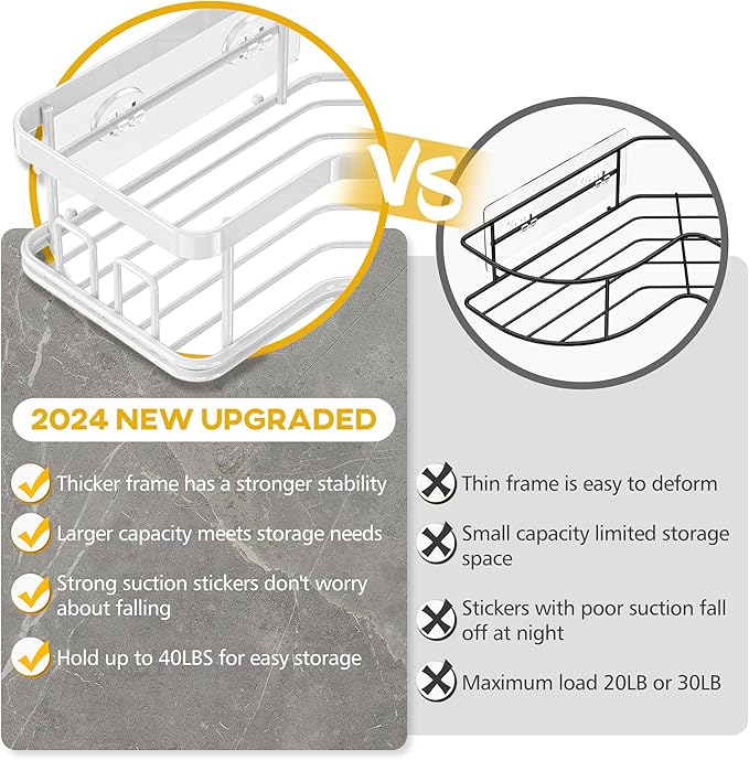 MAXIFFE 3 Pack X-Large Corner Shower Caddy with Soap Holder, Large Capacity Sturdy Easy Install No Drilling Stainless Steel H