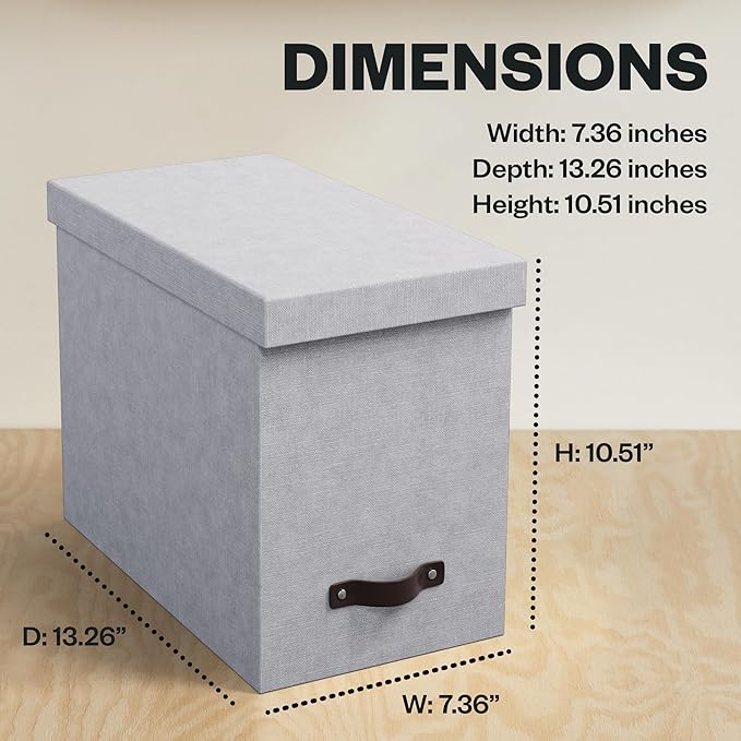 Bigso John Desktop File Box - Storage Solution and Document Organizer for Important Paperwork - Durable Hanging File Box with