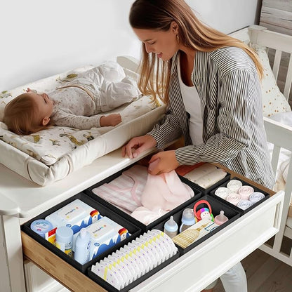 DIMJ Drawer Organizer Clothes - 20 Pack Closet Drawer Organizer Bins for Baby Clothes Storage, Fabric Dresser Organizer for N