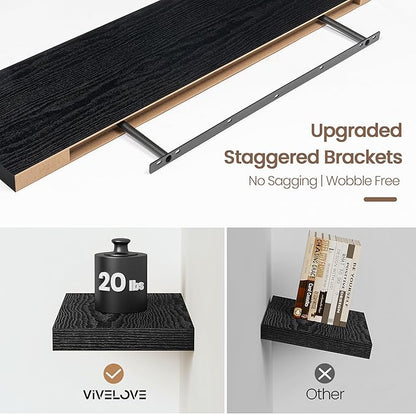 Vivelove Floating Shelves 16 Inch, Wall Shelves Over Toilet with Invisible Brackets for Bathroom Living Room Kitchen Bedroom 
