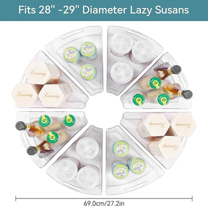 Oubonun Lazy Susan Organizers Set of 8, 11.6’’ x 10.2’’ x 4.1’' Plastic Transparent Kitchen Cabinet Storage Bins with Handle,
