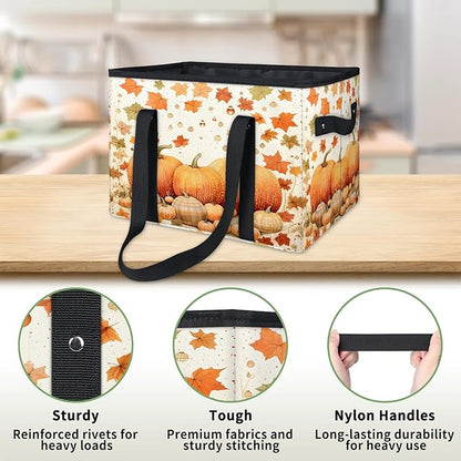 Reusable Grocery Bags Heavy Duty Shopping Bags Foldable Large Tote Bags with Long Handles & Hard Bottom