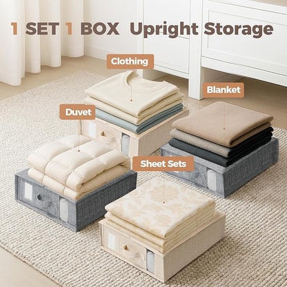 6Pack Sheet Organizers and Storage - King/Queen Size Sheet Storage Organizer with Window, Foldable & Dustproof Sheet Organize