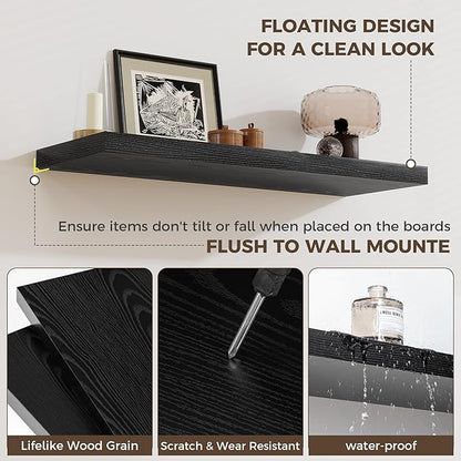 Fun Memories 12 Inch Square Floating Shelves 3 Pack - Wall Shelves with Invisible Brackets, Small Floating Shelves for Wall, 