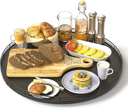16" Oak Wooden Lazy Susan Turntable for Dining Table, Large Round Lazy Susans Organizer for Kitchen Countertop, Tabletop 360°