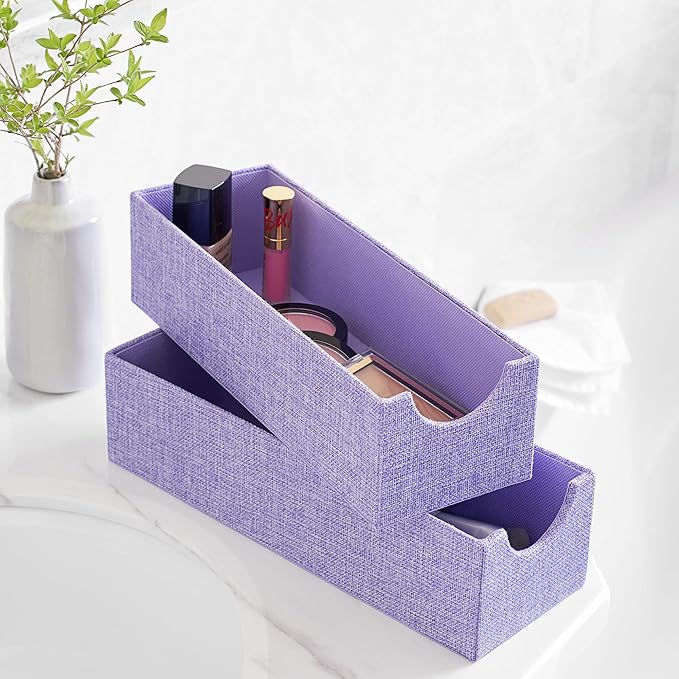 Household Essentials 2-Pack of Drawer Organizers, Sturdy Chipboard With Soft Polyester Cover, Handy and Fashionable Organizat
