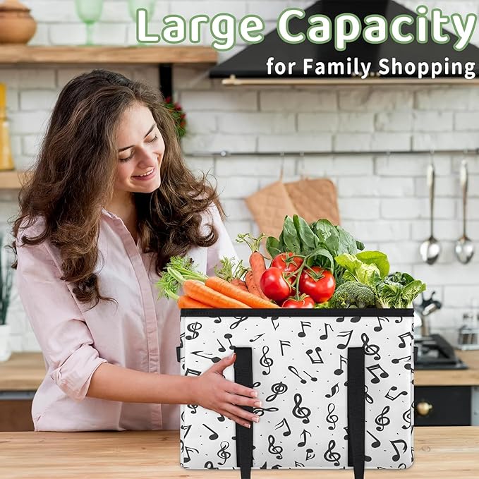 Reusable Grocery Bag, Foldable Large Shopping Tote Bag for Groceries Kitchen Picnic Car Trunk