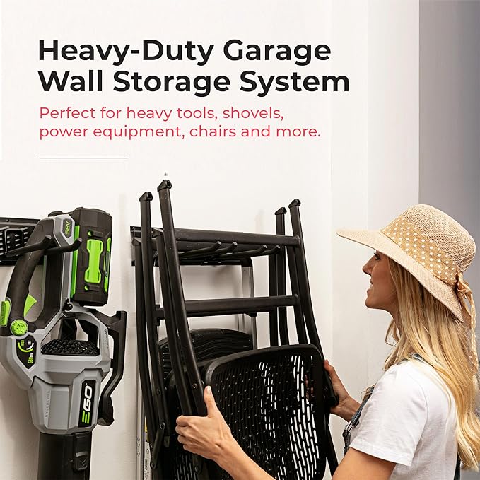 TIDYME Garage Tool Organizer Wall Mount - 96 inches - Sturdy Storage Rack with Adjustable Hooks, Anti-Rust - Easy Installatio