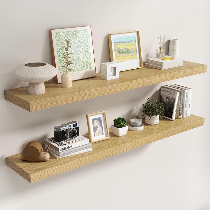 Dreamland 55 Inch Floating Shelves for Wall,8 Inch Deep Floating Shelves,55" W x 8" D Wall Shelves for Bedroom,Living Room, K