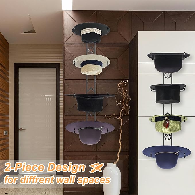 4 Pieces Cowboy Hat Organizer Hangers for Wall, Western Hat Rack Wall Mounted with Decorative Star, Metal Cowboy Hat Holder f