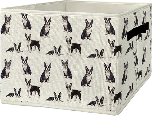 Boston Terrier Gifts Storage Bins & Boxes with Handles, Dog Foldable Basket for Organizing Dog Lovers,Boston Terrier Christma