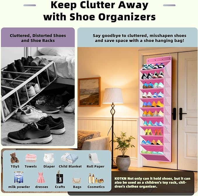PAULONE 10-Pocket Multi-Use Over the Door Organizer, Heavy Duty 95lbs Capacity with Breathable Mesh, Versatile Hanging Storag