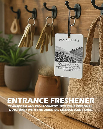 Cute Black Christian Car Air Freshener 4 Pcs, Preppy Floral Religious Bible Verse Hanging Air Freshener for Cars Bathroom Dor