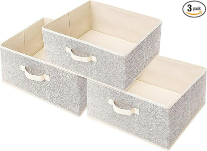 Storage Baskets, 15.7-Inch Woven Fabric Bins, Storage Cubes with Reinforced Handles, Organizer Bins for Closet Shelves, Folda