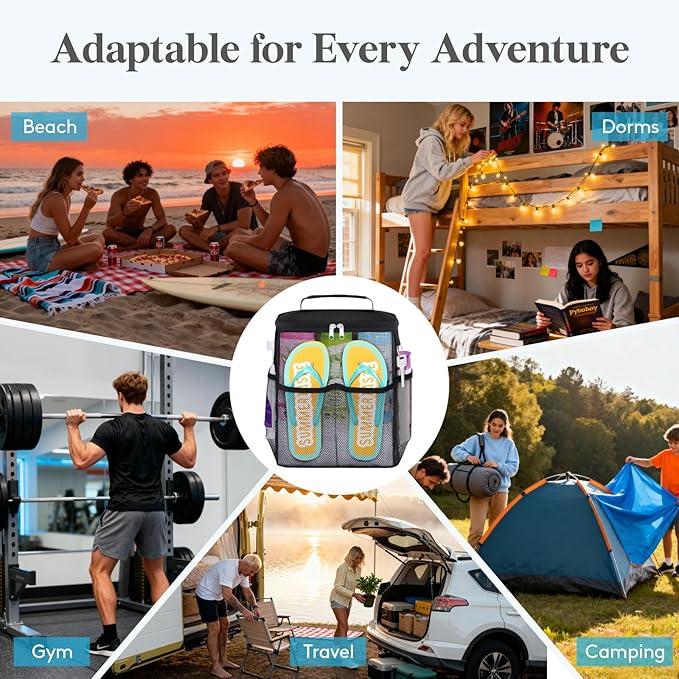 Lifewit Shower Caddy Portable, Toiletry Bag with Handle and 3 Mesh Pockets, Quick Dry Hanging Organizer for Bathroom, Gym, Tr