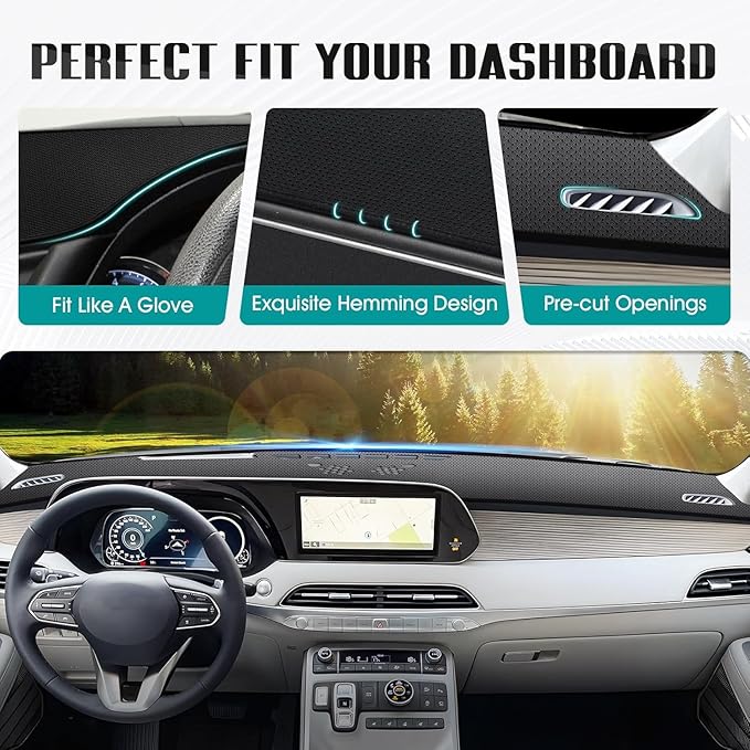 FIILINES Dash Cover Fit for 2020-2025 Hyundai Palisade with HUD Accessories Sunshade Non-Slip Mesh Dash Cover for Palisade Ac