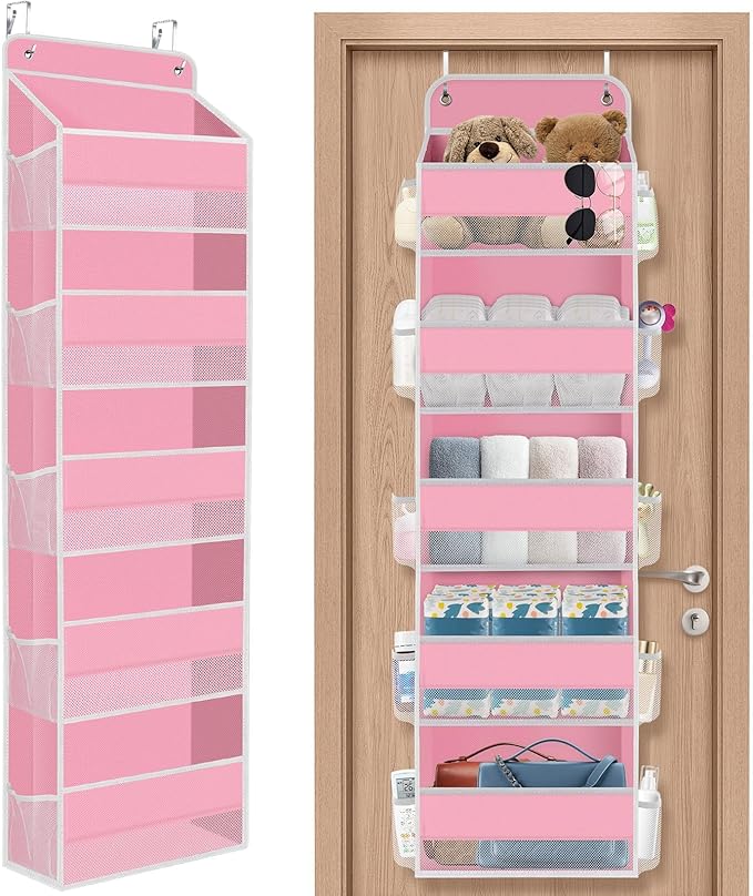 SpaceHacks 5-Tier Over The Door Organizer Hanging Storage Organizers with Clear Window 40lb Large Capacity Room Organizer for
