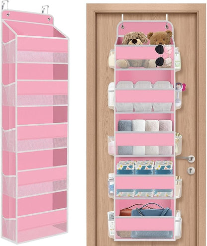 SpaceHacks 5-Tier Over The Door Organizer Hanging Storage Organizers with Clear Window 40lb Large Capacity Room Organizer for