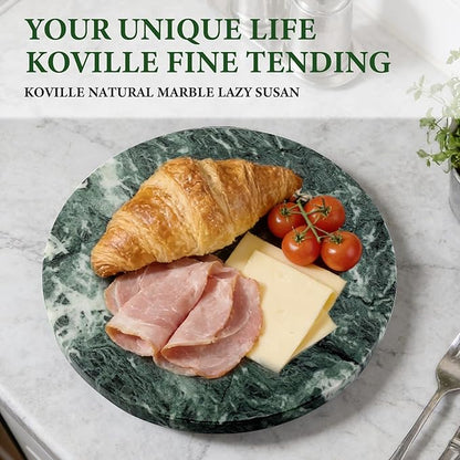 Koville 16'' Green Marble Lazy Susan Marble Turntable for Kitchen Dinning, Lazy Susans Organizer for Cabinet, Serving Rotatio