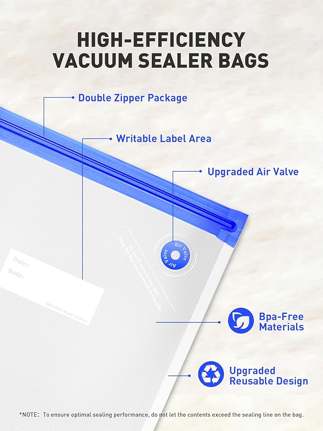 30 Pcs Reusable Vacuum Sealer Bags for Food, L-Size (10 x 13in) BPA-Free Vacuum Storage Bags with Sealing Clips & Leak-Proof 