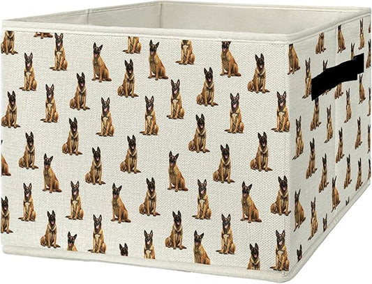 Belgian Malinois Gifts Storage Bins & Boxes with Handles, Dog Mom Dad Lovers Gifts Foldable Basket for Organizing, Dog Collap