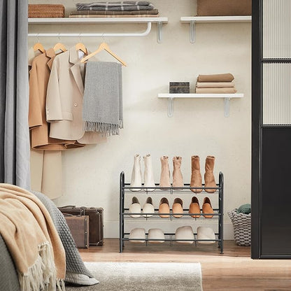 SONGMICS Shoe Rack, 3 Tier Shoe Organizer for Closet, Holds up to 12 Pairs of Shoes, Shoe Rack for Front Door Entrance, Metal