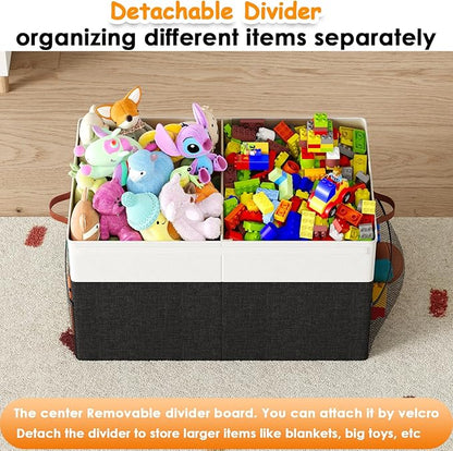 Large Toy Storage Box with Lid Upgraded Toy Storage Chest Organizer with Divider Foldable Toy Bin for Kids Boys Girls Playroo