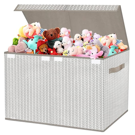 VERONLY Toy Box Chest Organizer Bins for Boys Girls Kids, Large Collapsible Fabric Storage Container with Flip-Top Lid & Hand