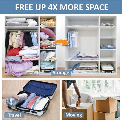 Cozy Essential Vacuum Storage Bags, 80% Compression Vacuum Seal Space Saver Plastic Packaging Bags for Clothes, Blankets, Pil