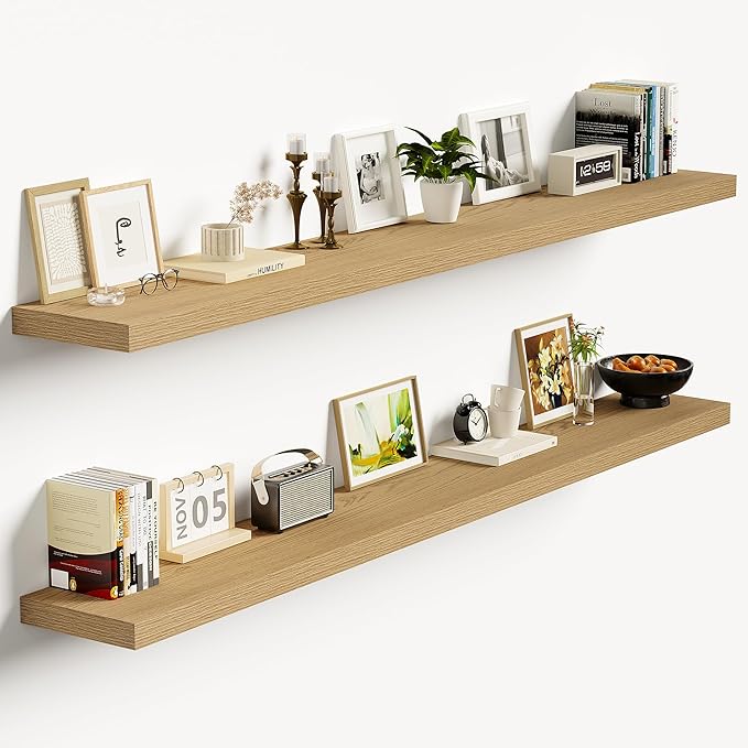 Vivelove 55 Inch Floating Shelves for Wall, 55x9 Display Shelves for Bathroom Living Room Kitchen Bedroom Office Farmhouse Ho