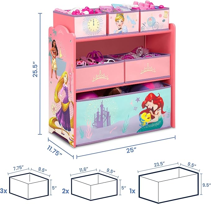 Delta Children Design & Store 6 Bin Toy Storage Organizer, Disney Princess