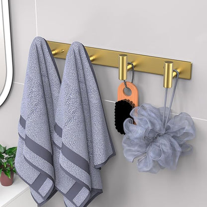 VAEHOLD Hat and Coat Wall Mount Rack - Hooks for Robes, Bags, Keys, and Towels - Bathroom Towel Hanger Organizer (Gold, “T“ S