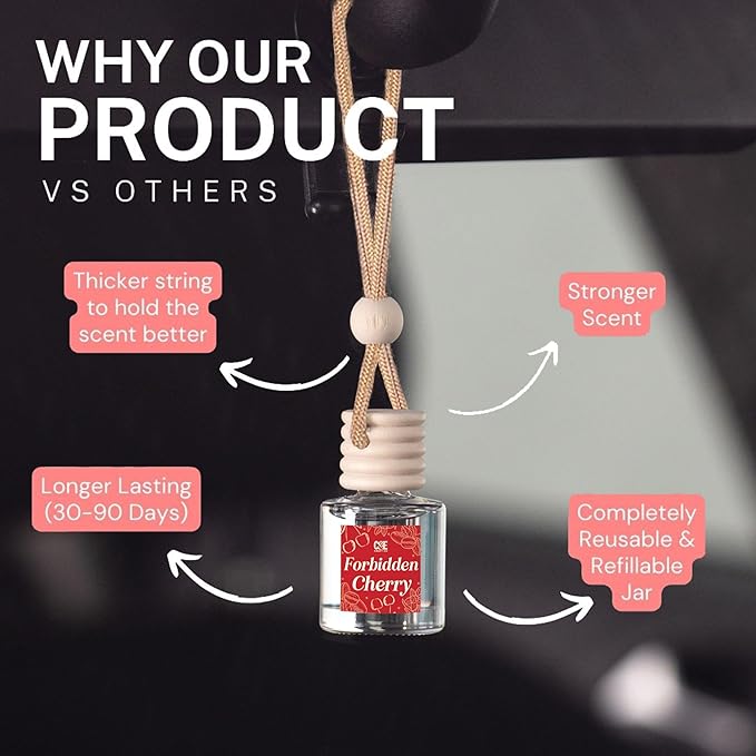 C&E Craft Co Hanging Car Air Freshener Diffuser 2 Pack, Long Lasting Fragrance Oil Car Freshener, Glass Bottle Auto Air Fresh