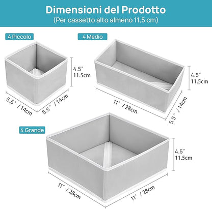 Vtopmart 12 Pack Baby Clothes Organizer, Dresser Drawer Organizer for Baby Clothing, Foldable Fabric Closet Drawer Storage Bi