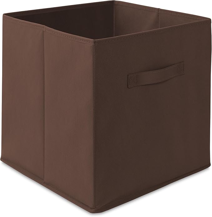 Casafield Set of 6 Collapsible Fabric Cube Storage Bins, Brown - 13" Foldable Cloth Baskets for Shelves, Cubby Organizers & M