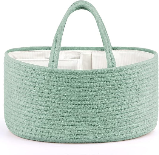 Maliton Diaper Caddy Organizer for Baby, Portable Diaper Storage Organizer for Changing Table and Car, Cotton Rope Nursery St