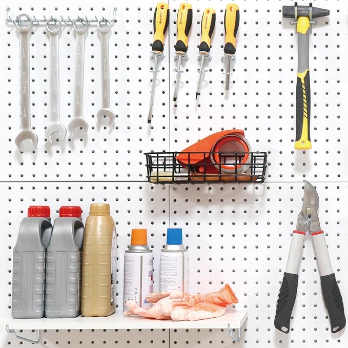 HUHOLE 88 Piece Pegboard Hooks Assortment Kit with Pegboard Bins Garage Tool Organizer Set Fits 1/8 and 1/4 Inch Peg Board Ac