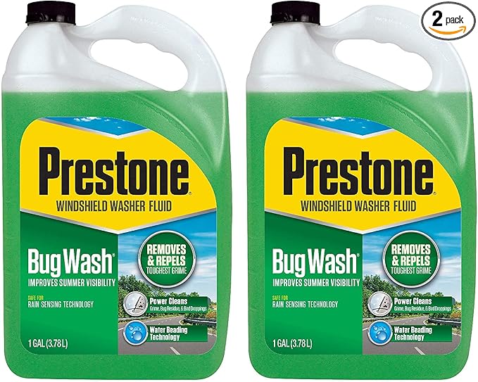 Prestone AS657 Bug Wash Windshield Washer Fluid, 1 Gallon (Pack of 2)