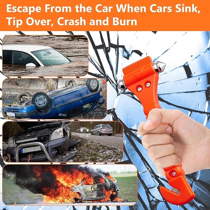 BFXM Car Window Breaker Hammer and Seat Belt Cutter 2-in-1, Emergency Escape Tool, Safety Glass Breaker, Automotive Safety Es