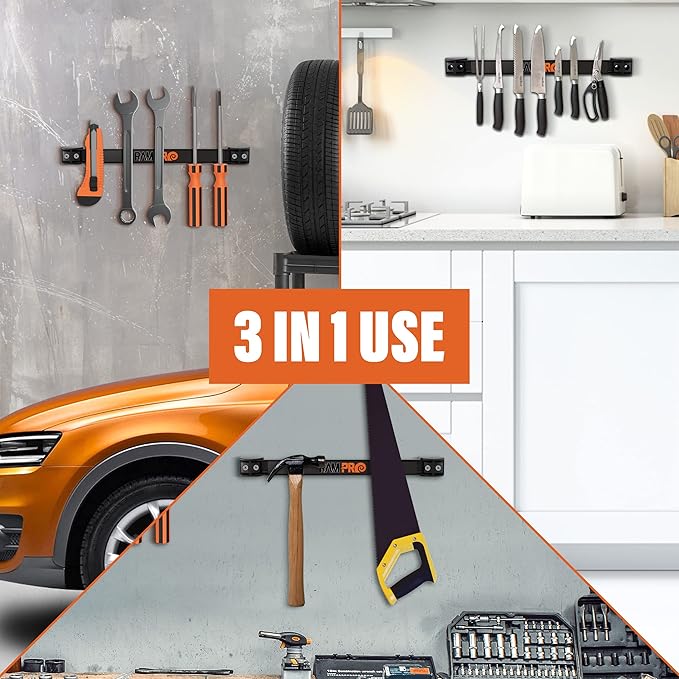 12" Magnetic Tool Holder Strip - A Tool Magnet Bar for Garage Organization, Shop Organization, and Workbench Accessories, Bes