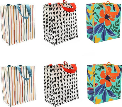 Earthwise Reusable Grocery Shopping Bags Extremely Durable Multi Use Large Stylish Fun Foldable Water-Resistant Totes in Spri