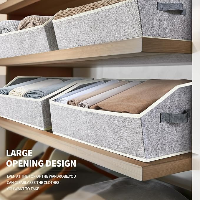 Homsorout Trapezoid Closet Shelf Organizer - Large Baskets for Organizing, Storage Baskets for Shelves, Cubbies Storage Bins 