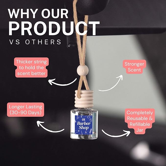 C&E Craft Co Hanging Car Air Freshener Diffuser 2 Pack, Long Lasting Fragrance Oil Car Freshener, Glass Bottle Auto Air Fresh