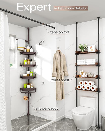 ALLZONE Rustproof Shower Caddy Corner for Bathroom, Bathtub Storage Organizer for Shampoo Accessories, 4-Tier Adjustable Shel